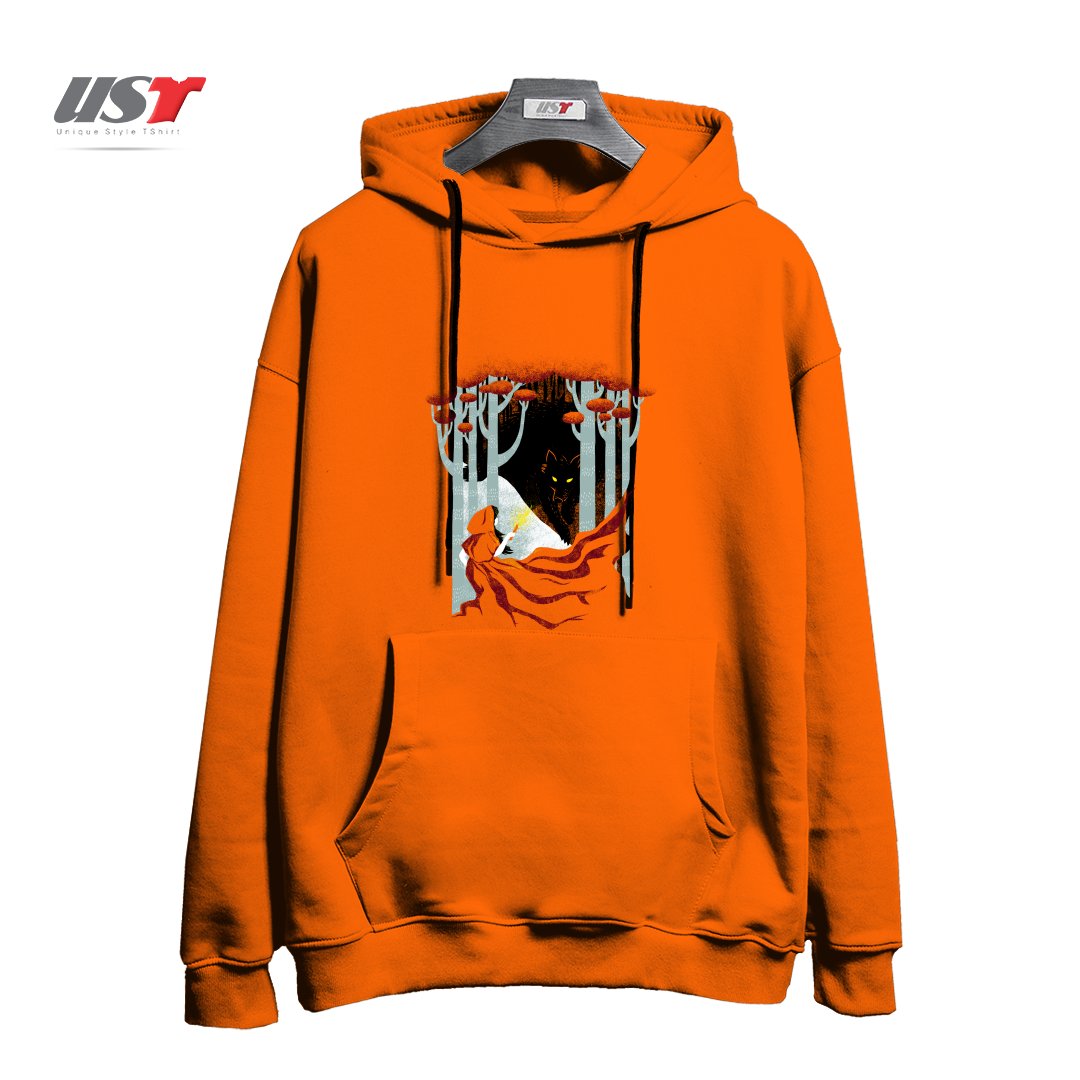 طرح INTO THE WOODS هودی اورسایزرنگ نارنجی