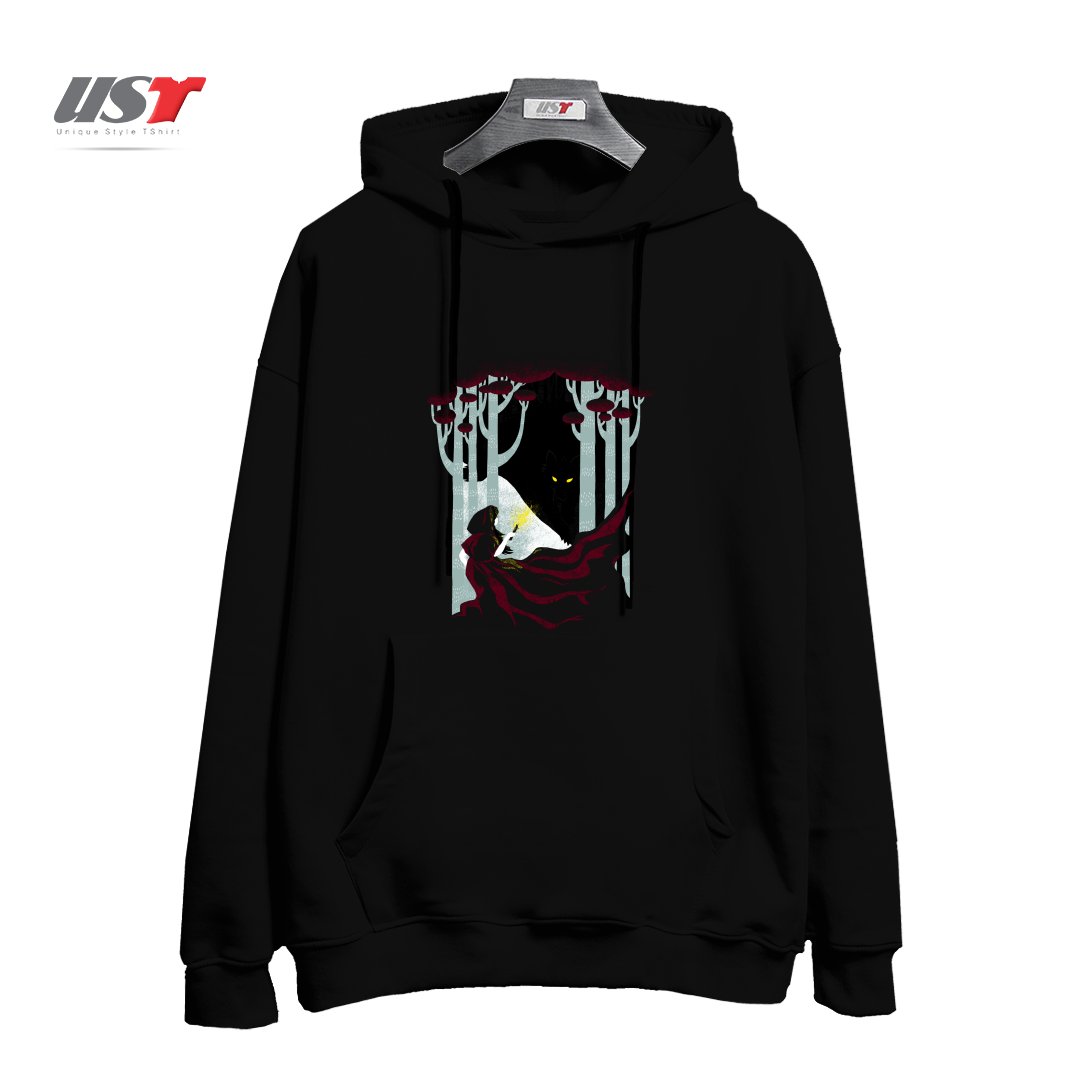 طرح INTO THE WOODS هودی اورسایزرنگ مشکی