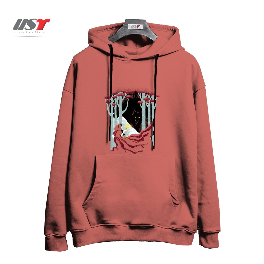 طرح INTO THE WOODS هودی اورسایزرنگ آجری