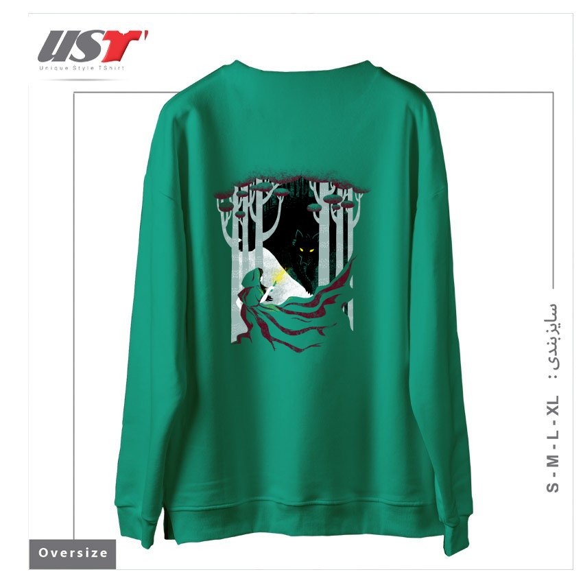 طرح INTO THE WOODS سوییشرت اورسایزرنگ سبز سدری