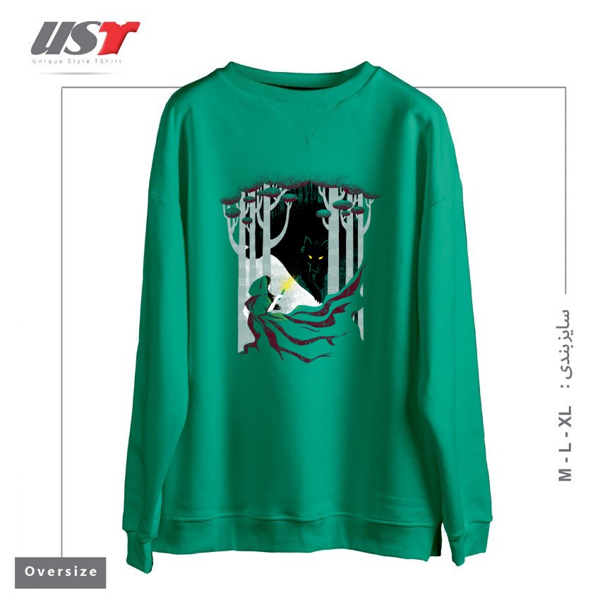 طرح INTO THE WOODS سوییشرت اورسایزرنگ سبز سدری