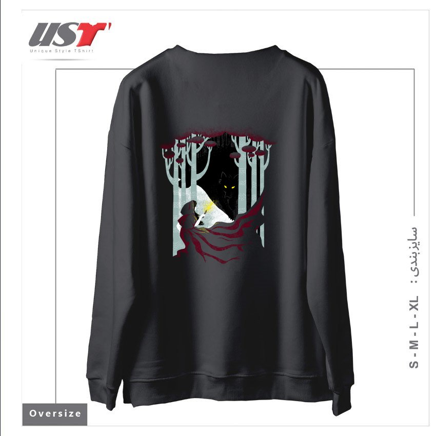 طرح INTO THE WOODS سوییشرت اورسایزرنگ دودی
