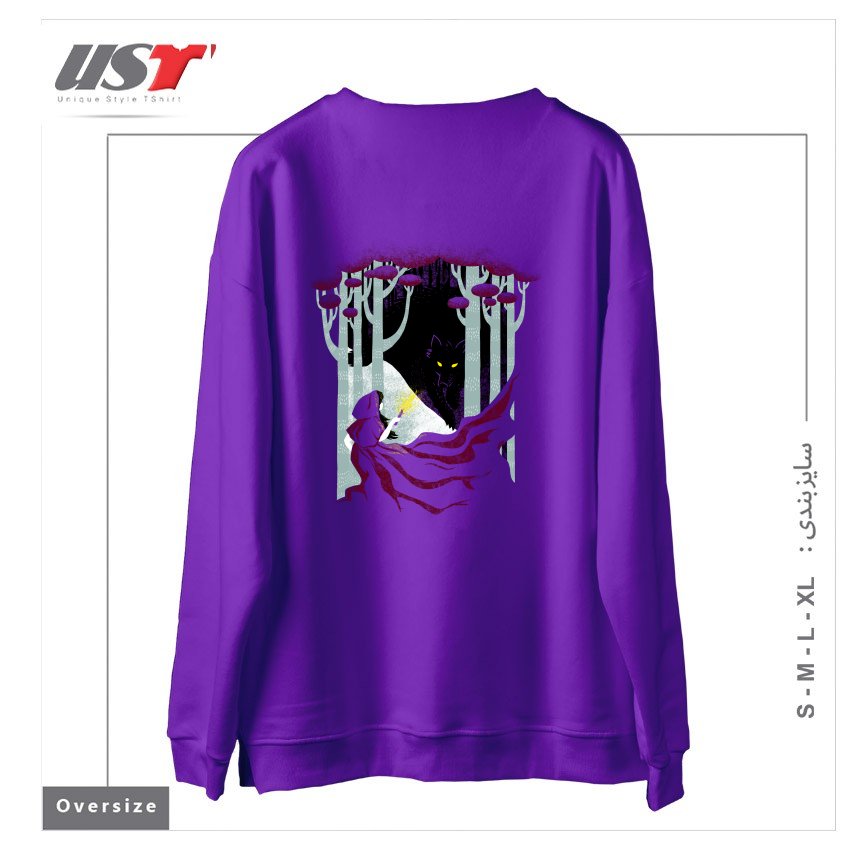 طرح INTO THE WOODS سوییشرت اورسایزرنگ بنفش