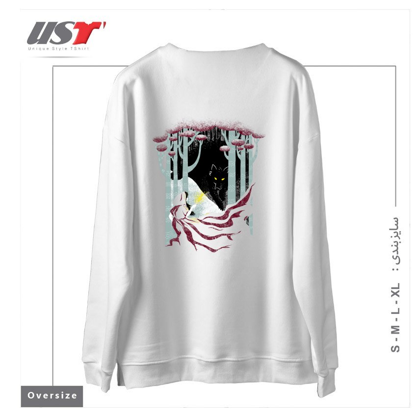 طرح INTO THE WOODS سوییشرت اورسایزرنگ سفید