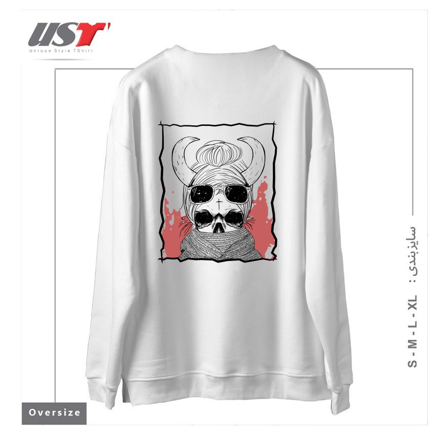 طرح LITTLE FOREST WITCH سوییشرت اورسایزرنگ سفید