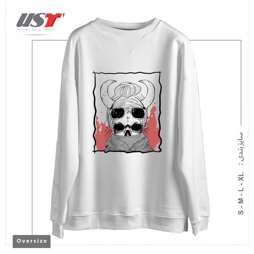 طرح LITTLE FOREST WITCH سوییشرت اورسایزرنگ سفید