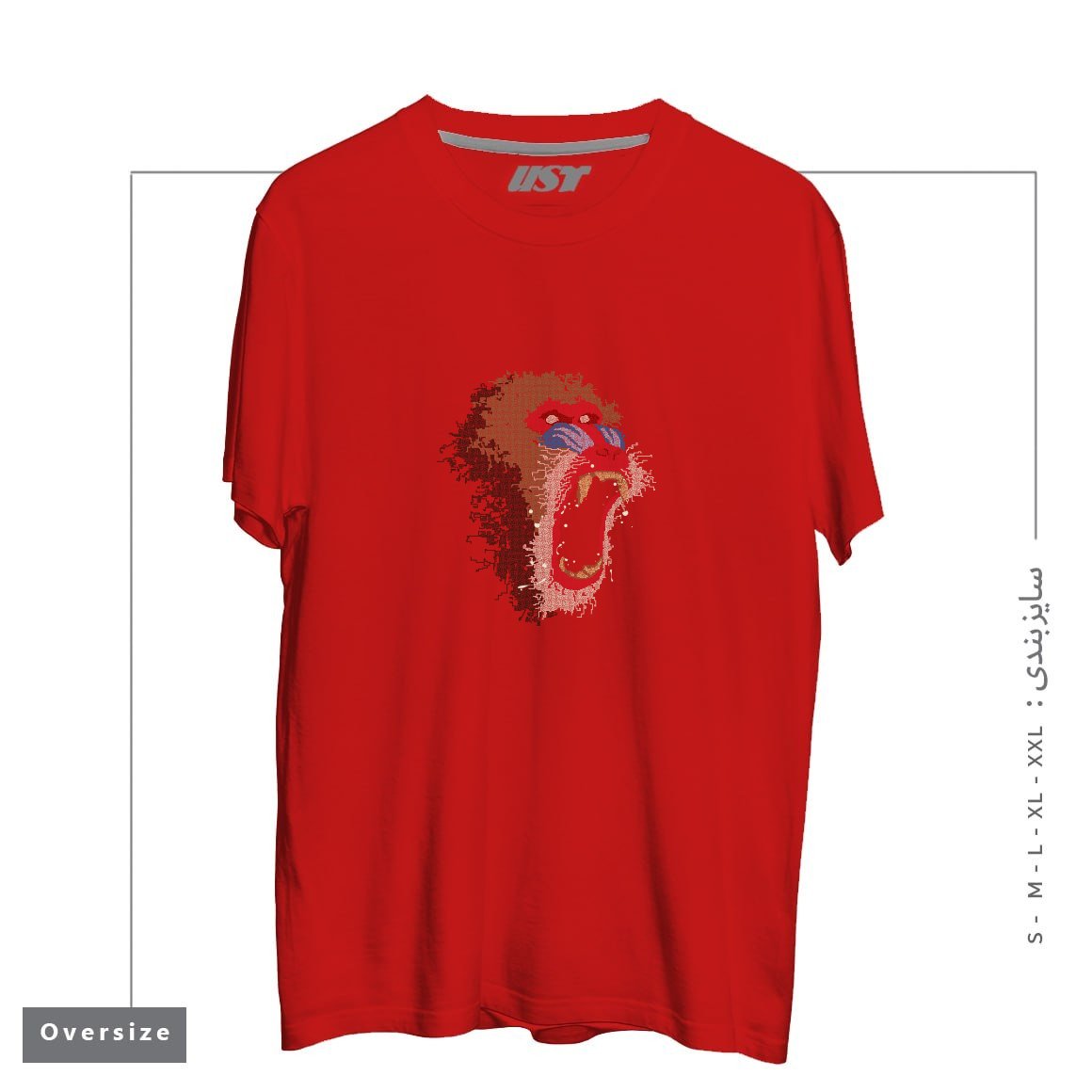 طرح MANDRILLUS SPHINX تیشرت اورسایزرنگ قرمز