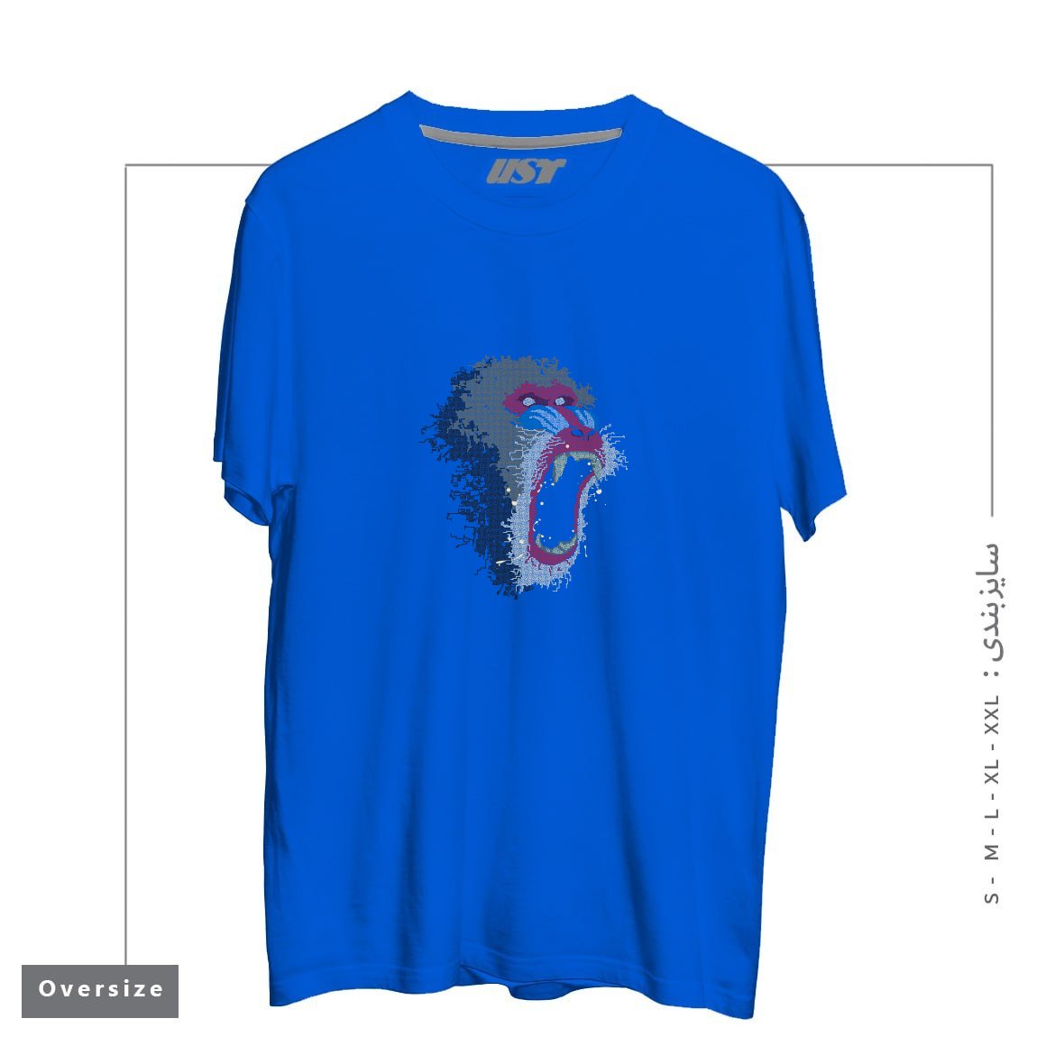 طرح MANDRILLUS SPHINX تیشرت اورسایزرنگ آبی شالی