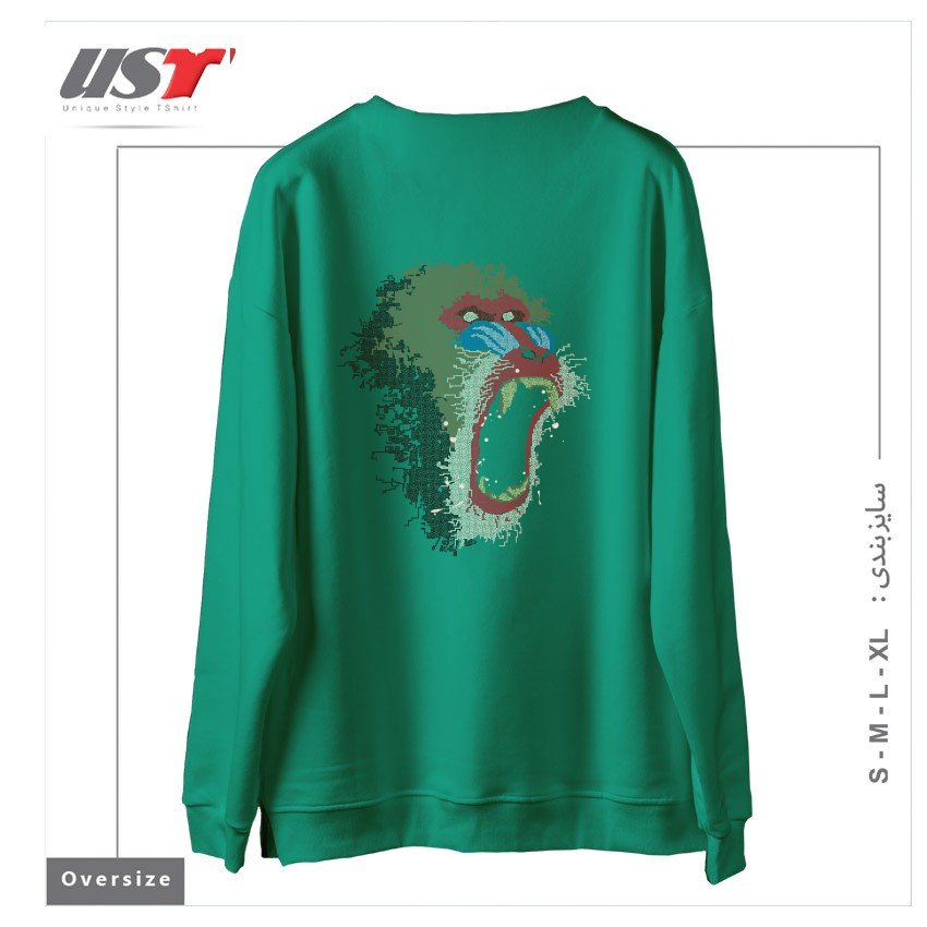 طرح MANDRILLUS SPHINX سوییشرت اورسایزرنگ سبز سدری