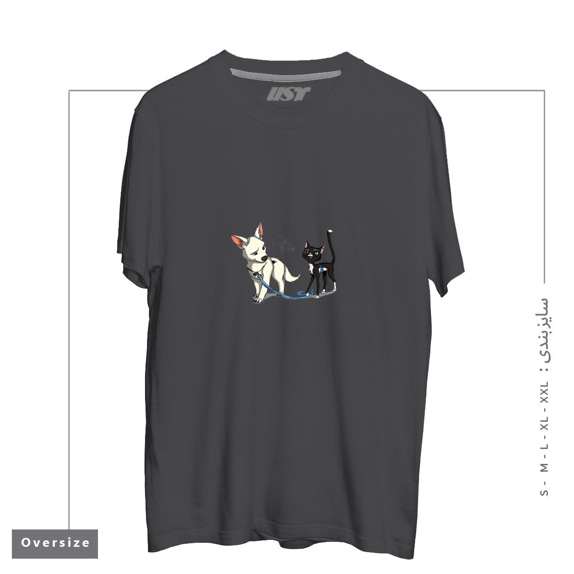 طرح BOLT AND MITTENS تیشرت اورسایزرنگ دودی