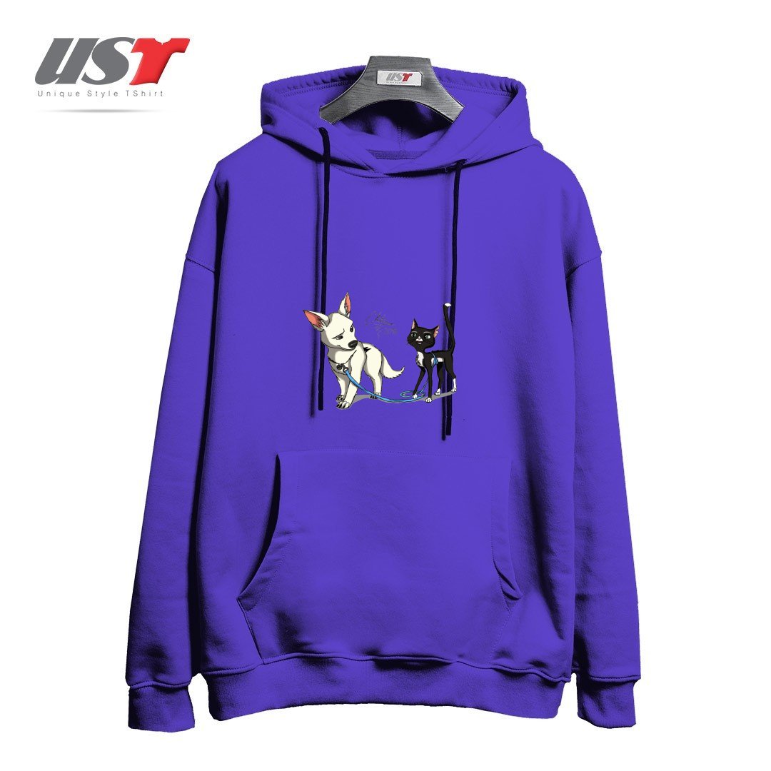 طرح BOLT AND MITTENS هودی اورسایزرنگ بنفش