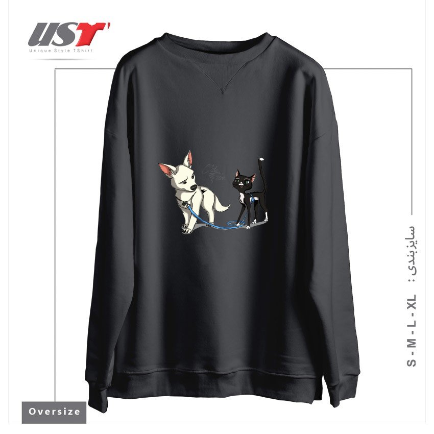 طرح BOLT AND MITTENS سوییشرت اورسایزرنگ دودی