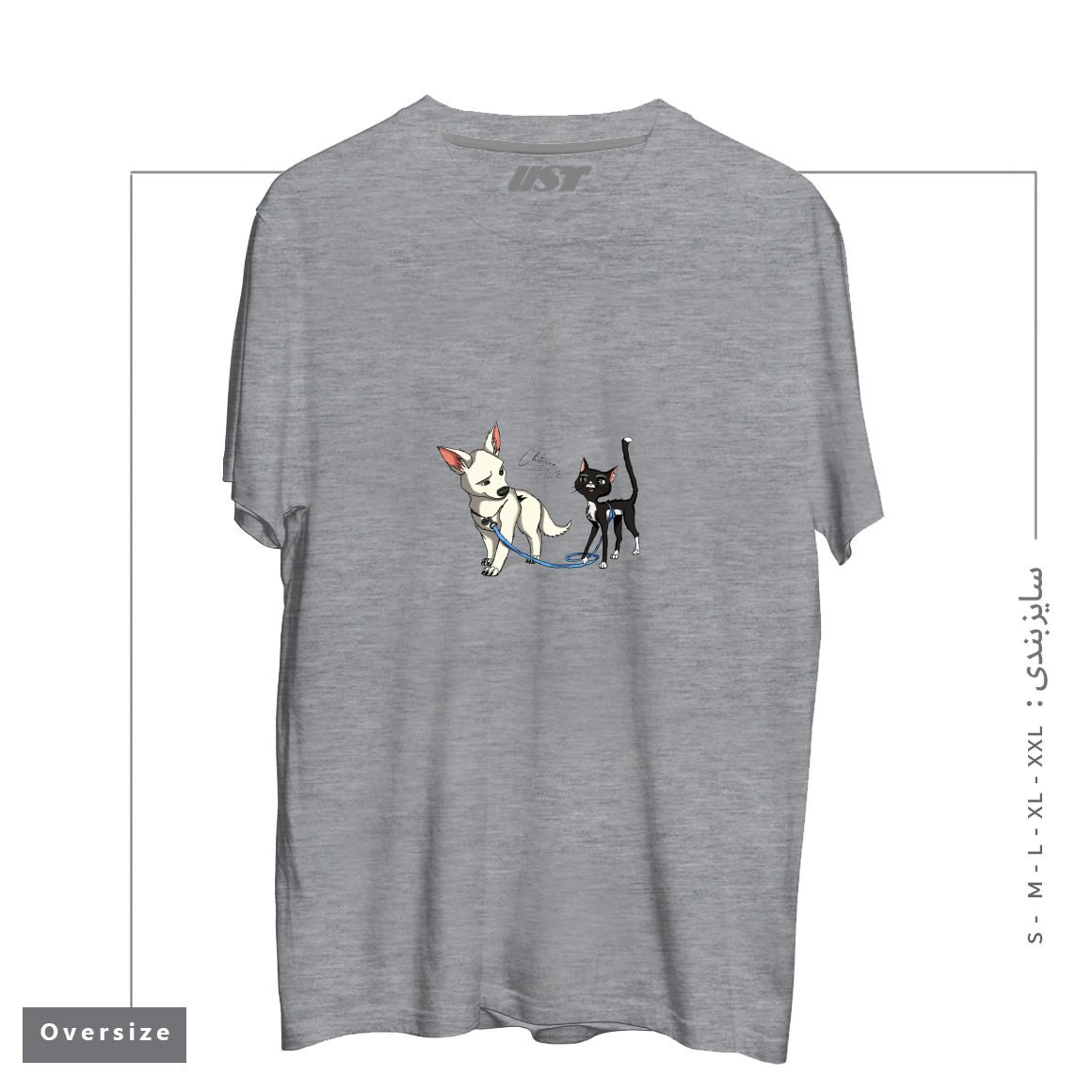 تیشرت اورسایز طرح BOLT AND MITTENS