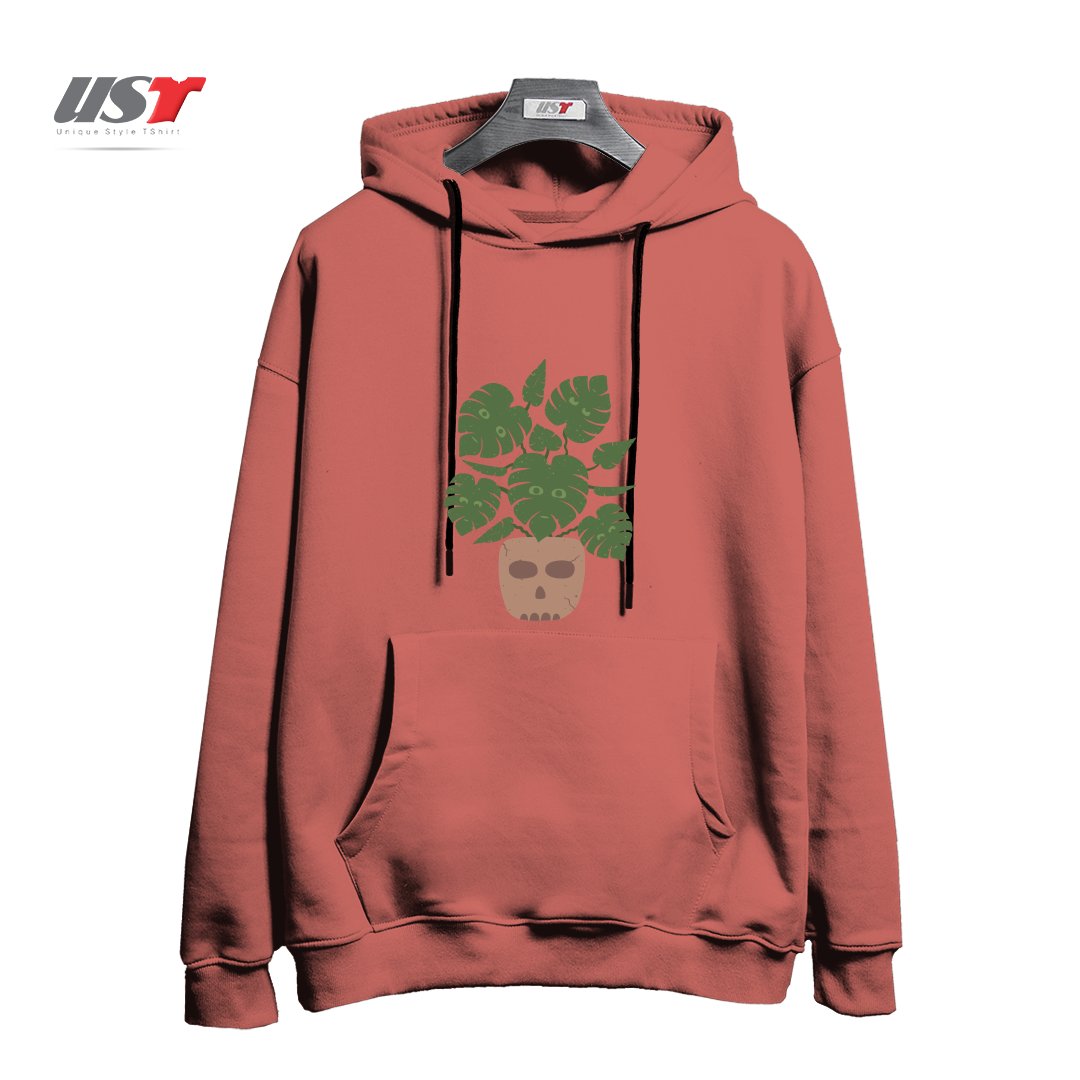 طرح MONSTERA هودی اورسایزرنگ آجری