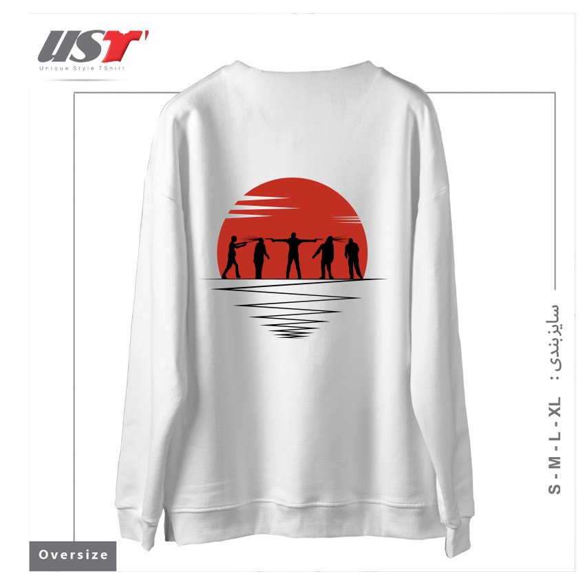 طرح MY ZOMBIE ART سوییشرت اورسایزرنگ سفید