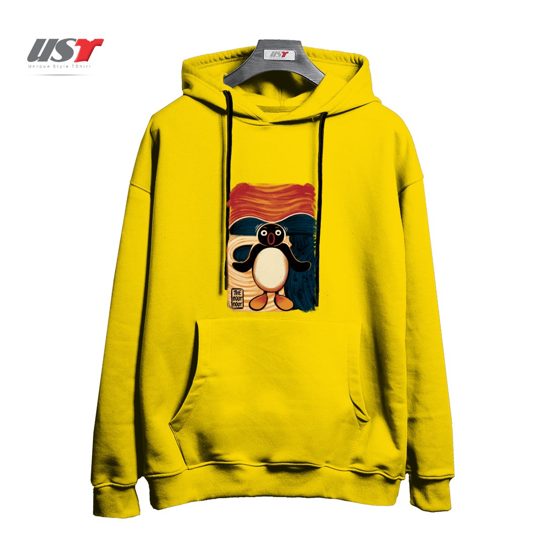 طرح NOOT NOOT SCREAM هودی اورسایزرنگ زرد