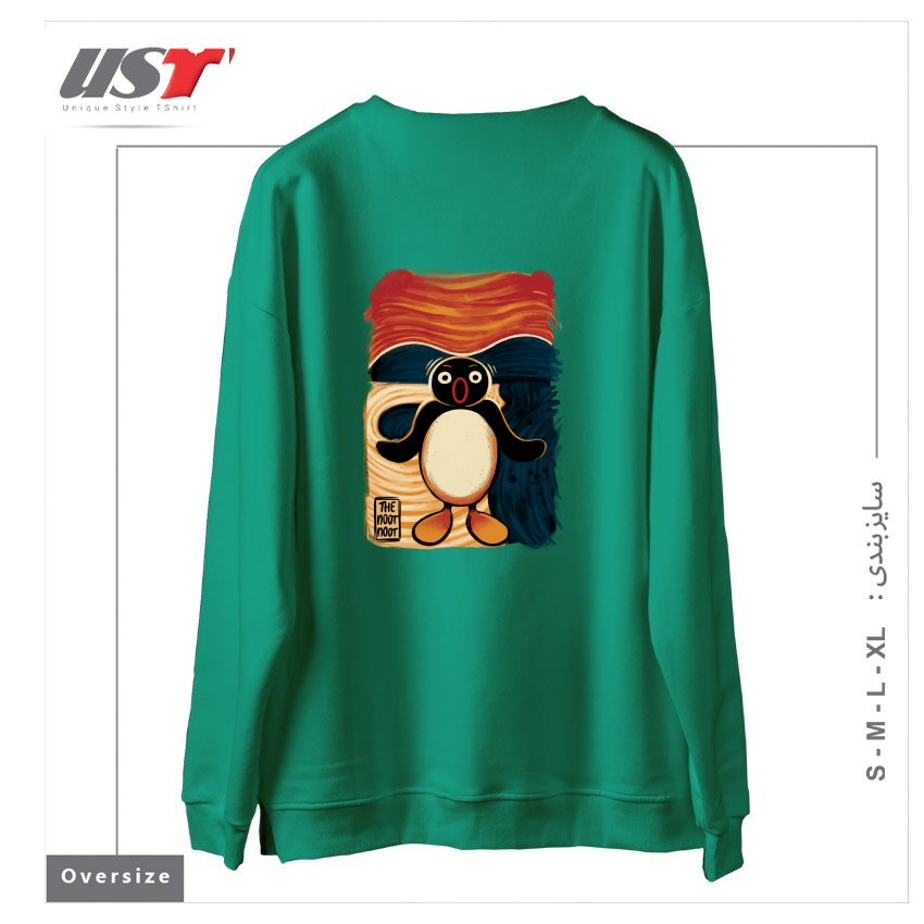 طرح NOOT NOOT SCREAM سوییشرت اورسایزرنگ سبز سدری