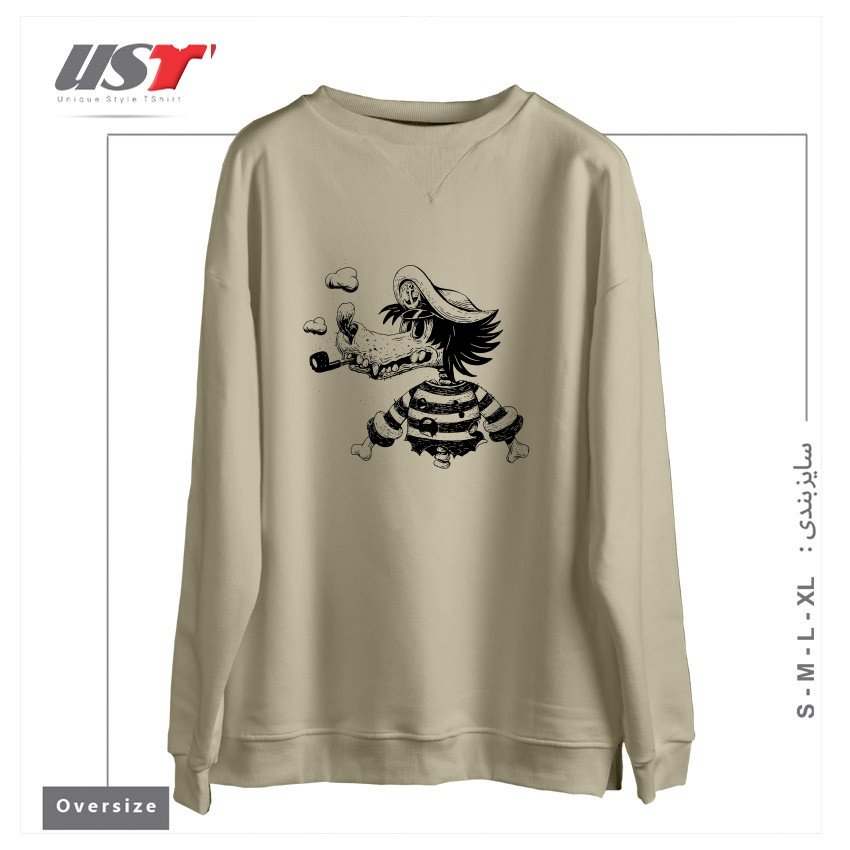 طرح NU POGODI! WOLF3211 سوییشرت اورسایزرنگ نخودی