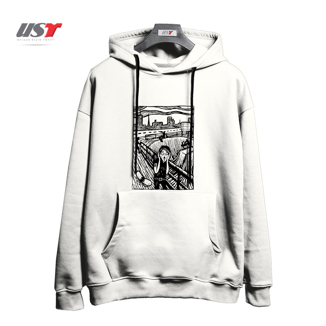 طرح THE SCR-EMO هودی اورسایزرنگ سفید