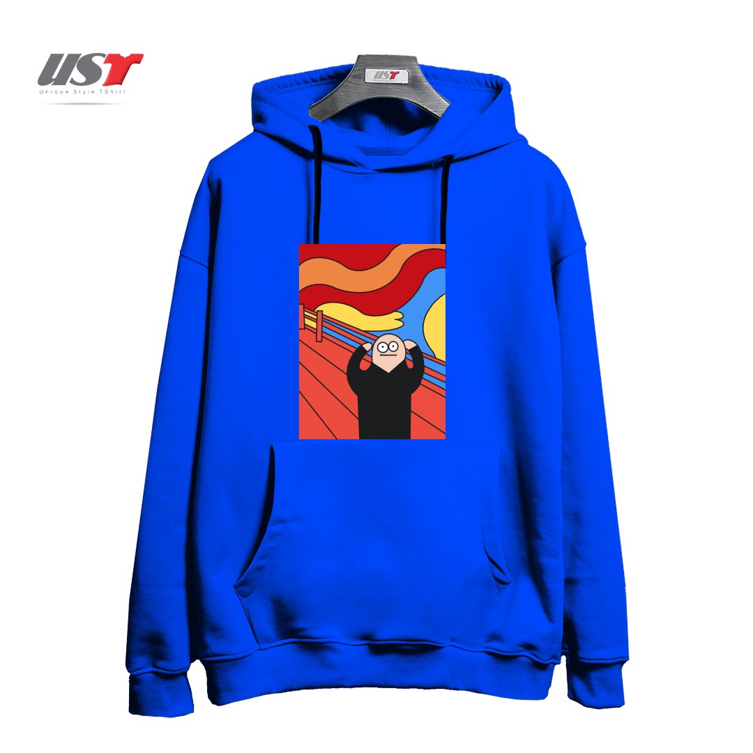 طرح THE SCREAM هودی اورسایزرنگ آبی شالی