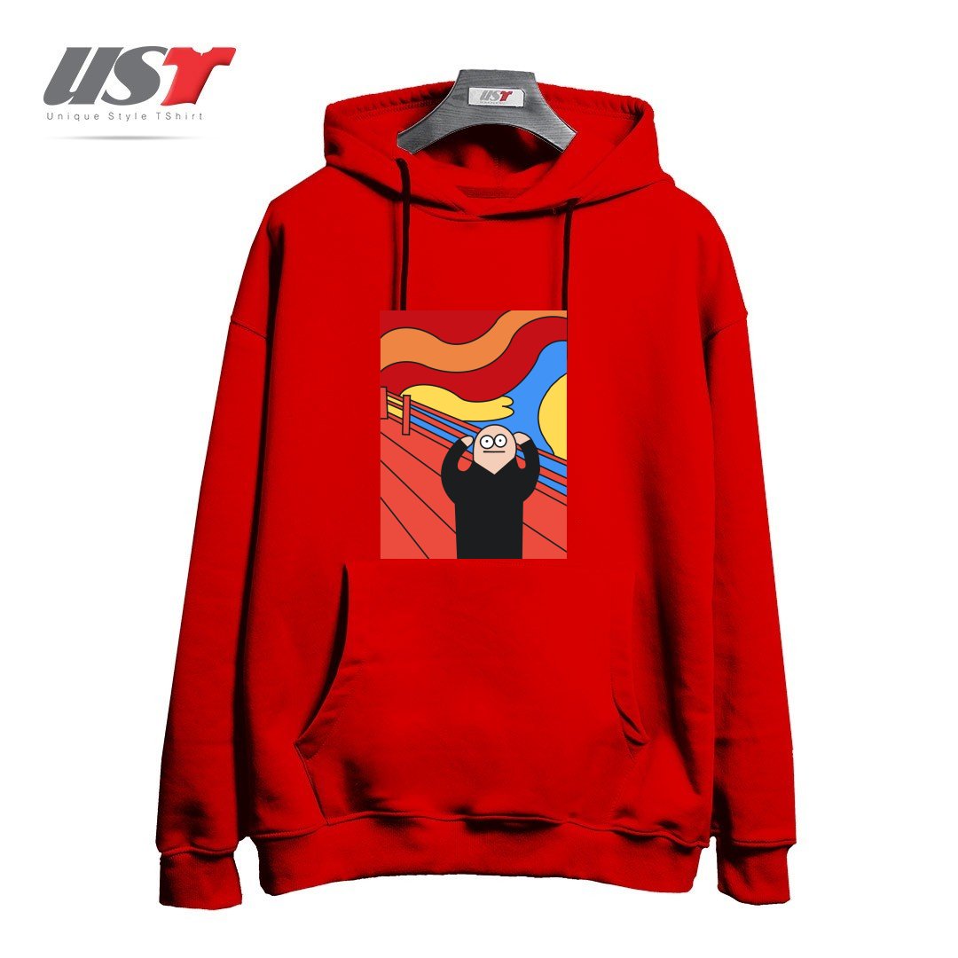 طرح THE SCREAM هودی اورسایزرنگ قرمز