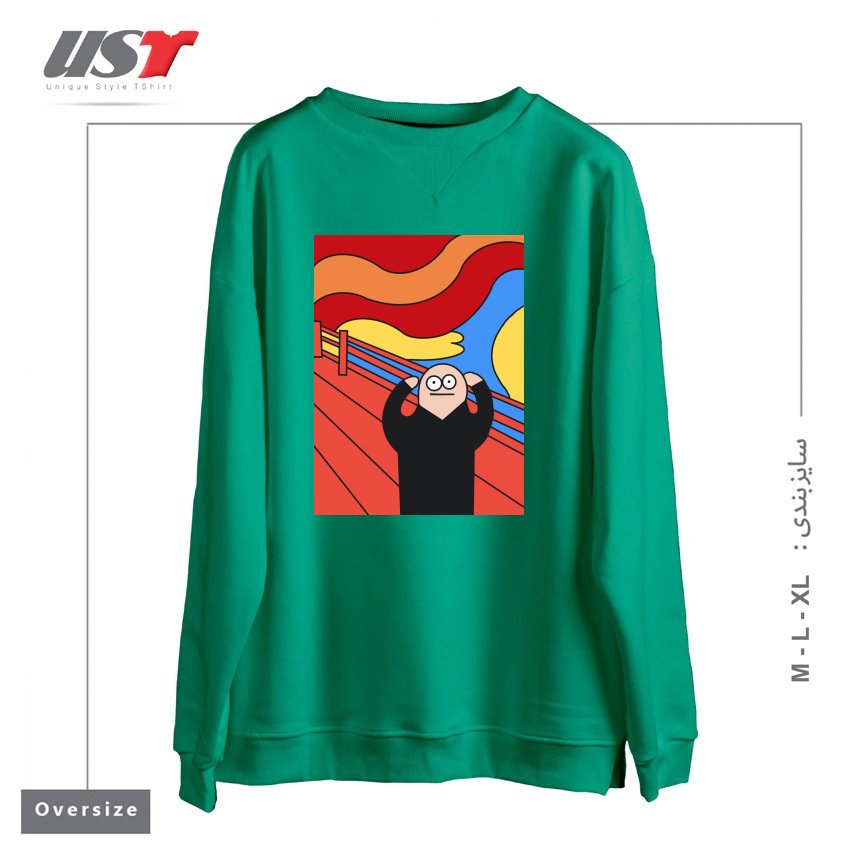 طرح THE SCREAM سوییشرت اورسایزرنگ سبز سدری