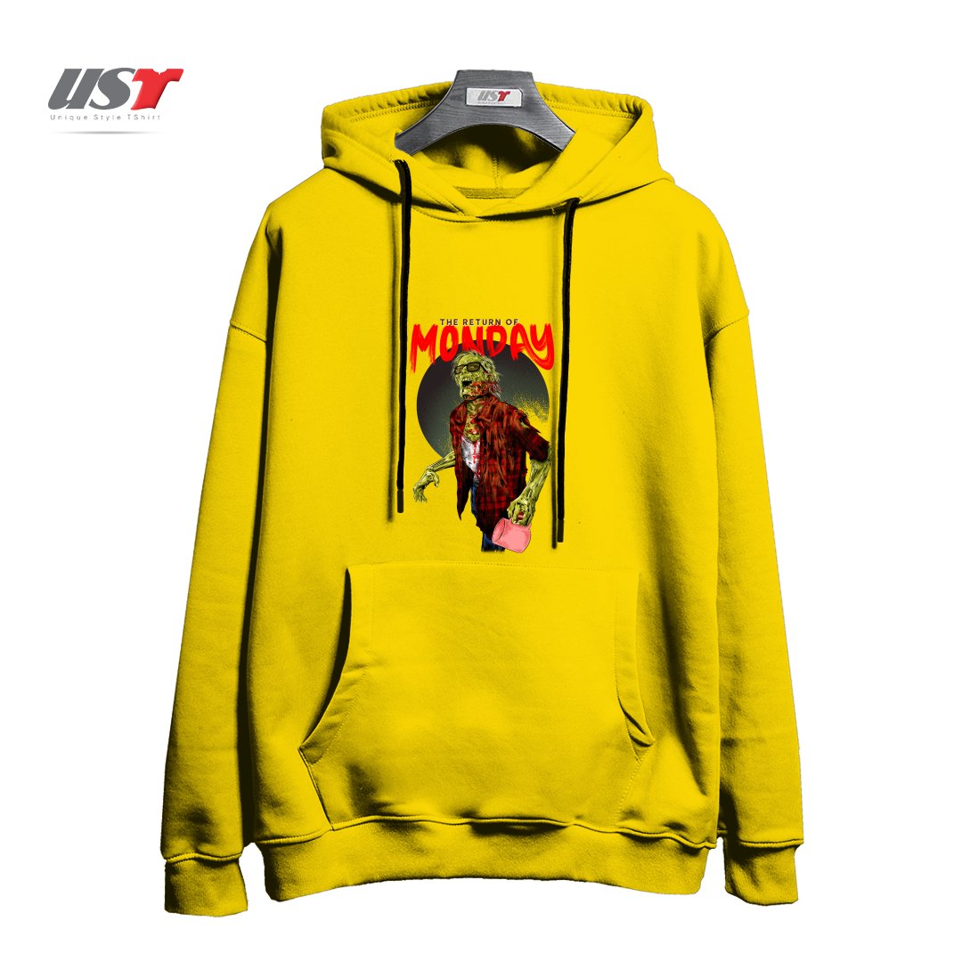 طرح THE RETURN OF MONDAY هودی اورسایزرنگ زرد