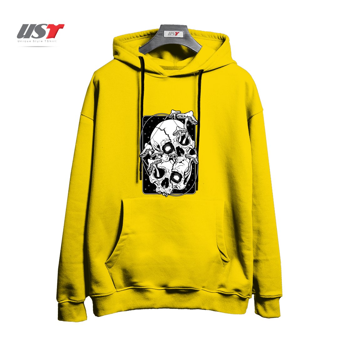 طرح OVERGROWN - MUSHROOMS GONE WILD هودی اورسایزرنگ زرد