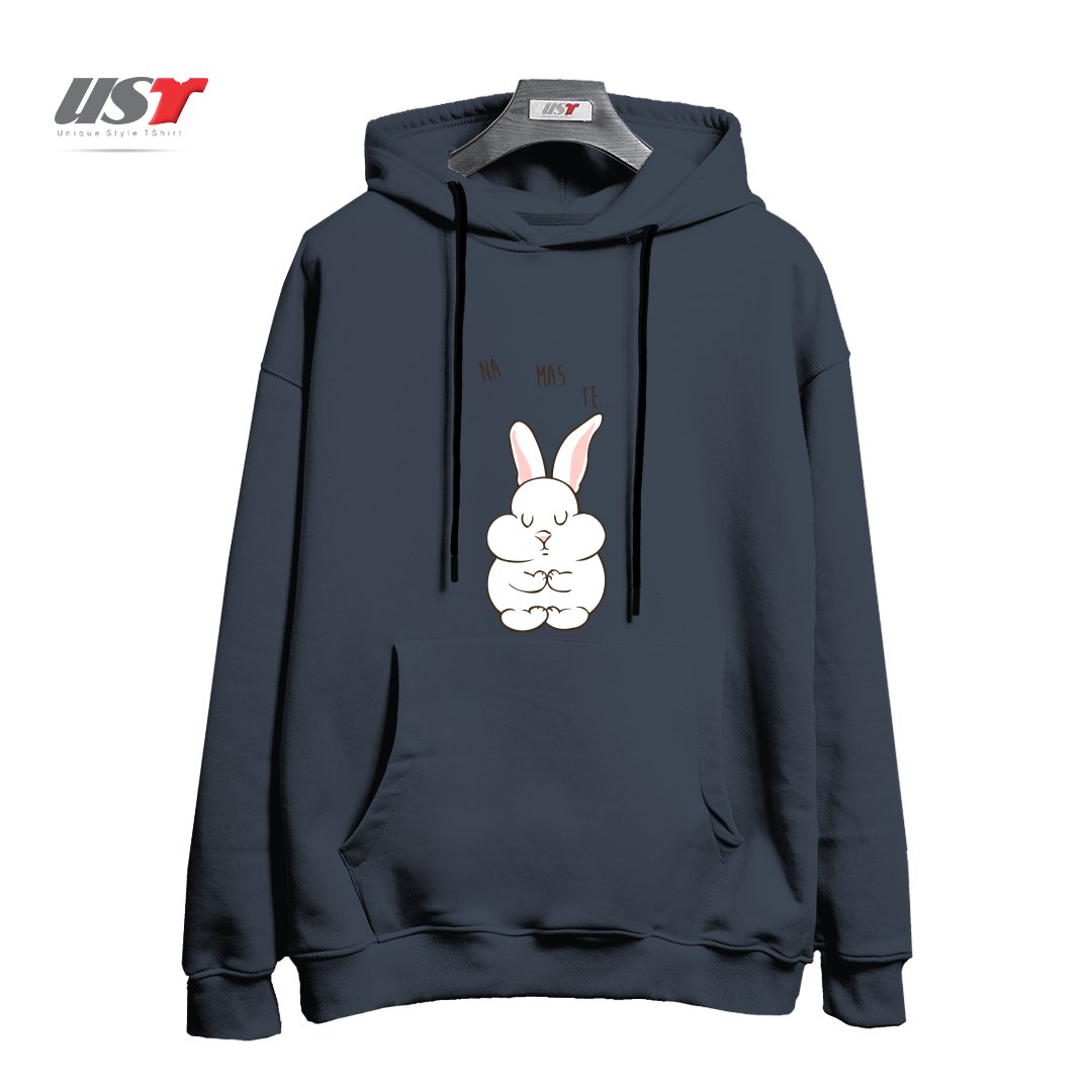 طرح NAMASTE RABBIT هودی اورسایزرنگ دودی