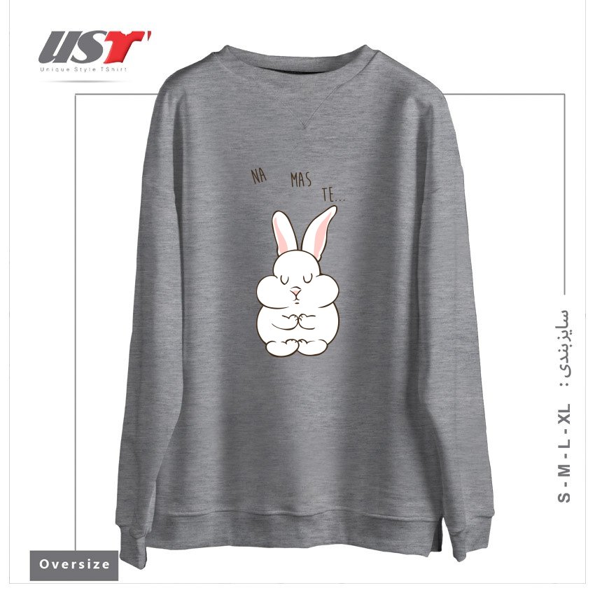 سوییشرت اورسایز طرح NAMASTE RABBIT