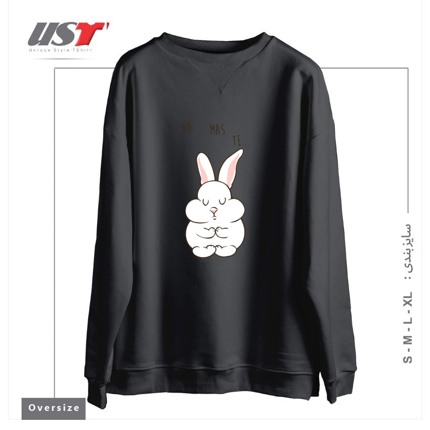 سوییشرت اورسایز طرح NAMASTE RABBIT
