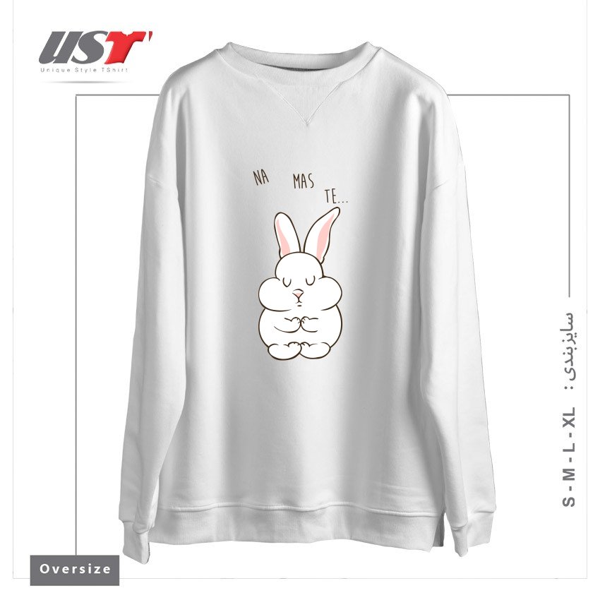 سوییشرت اورسایز طرح NAMASTE RABBIT