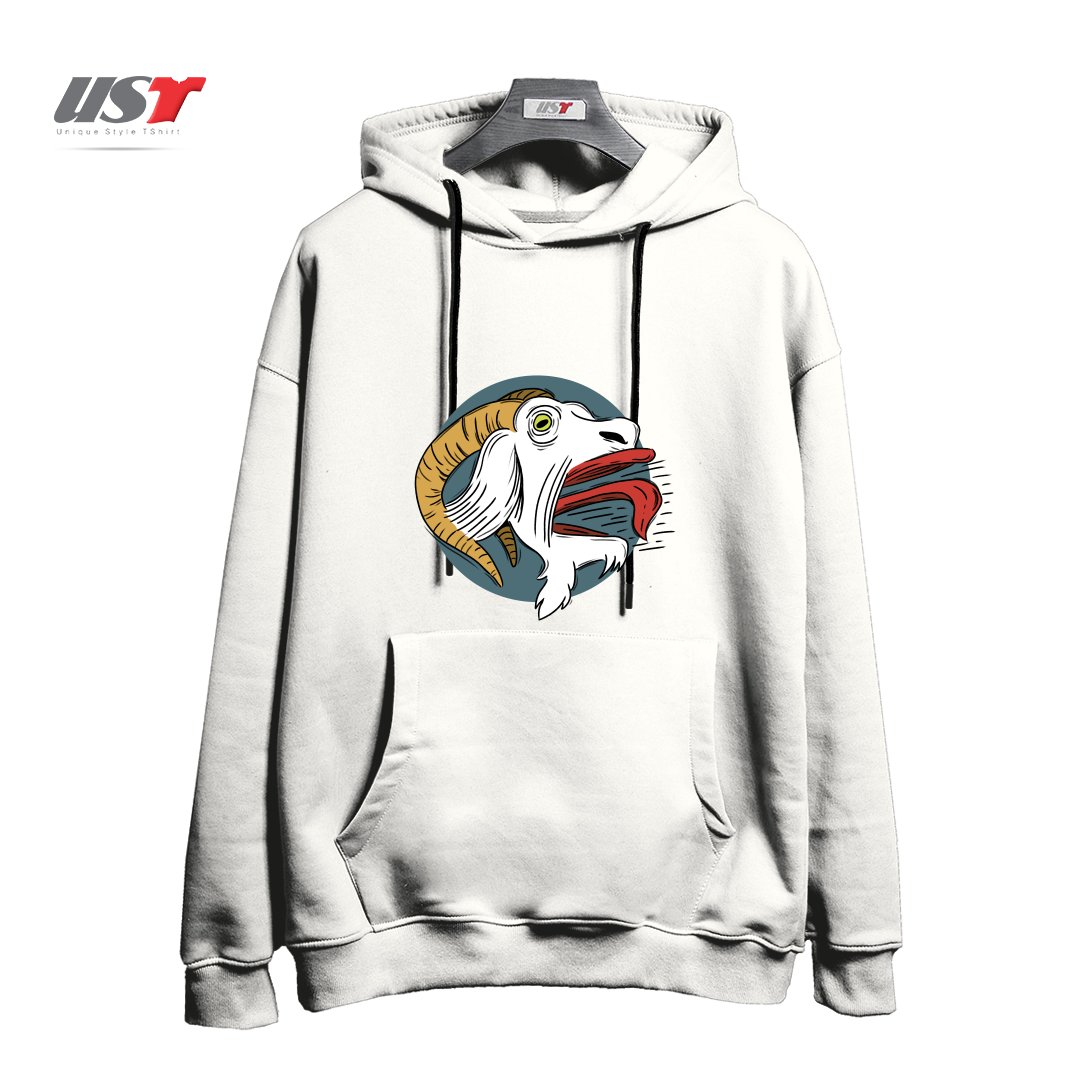 طرح SCREAMING GOAT! هودی اورسایزرنگ سفید