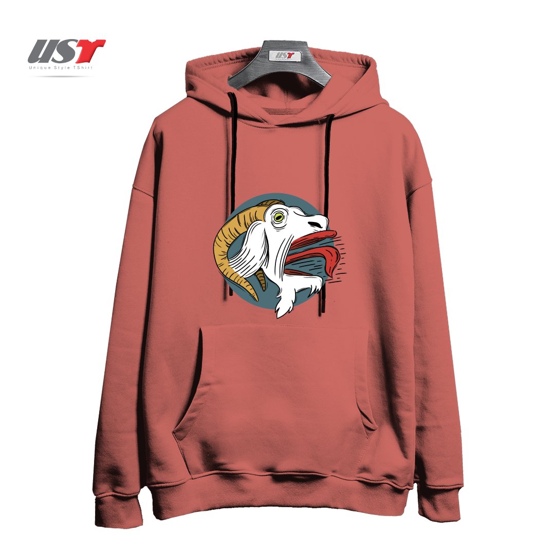 طرح SCREAMING GOAT! هودی اورسایزرنگ آجری