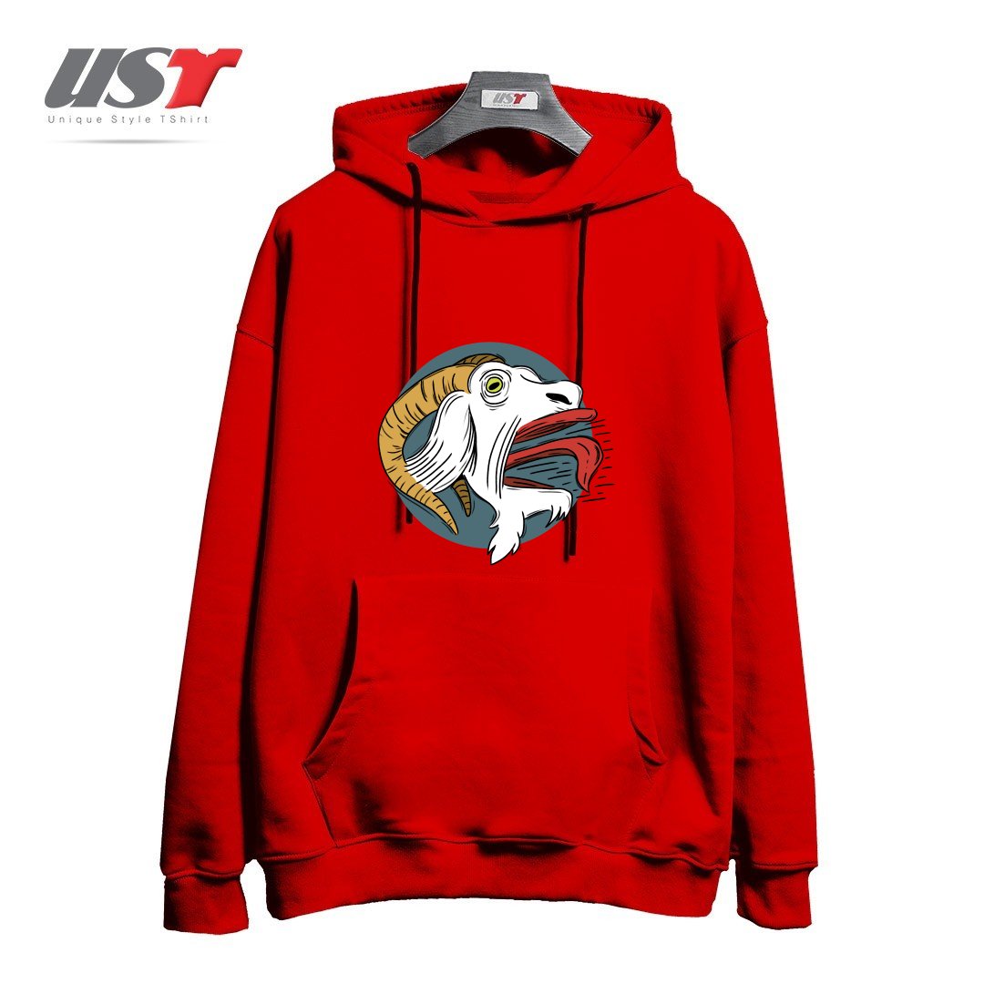 طرح SCREAMING GOAT! هودی اورسایزرنگ قرمز