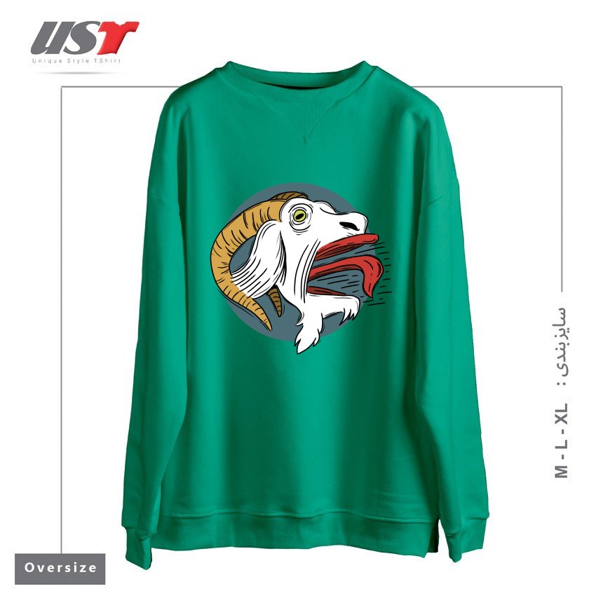 طرح SCREAMING GOAT! سوییشرت اورسایزرنگ سبز سدری