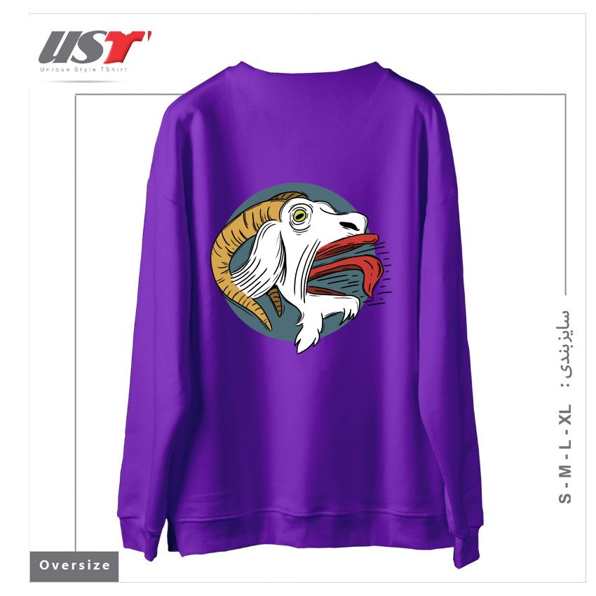 طرح SCREAMING GOAT! سوییشرت اورسایزرنگ بنفش