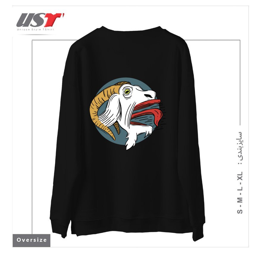 طرح SCREAMING GOAT! سوییشرت اورسایزرنگ مشکی