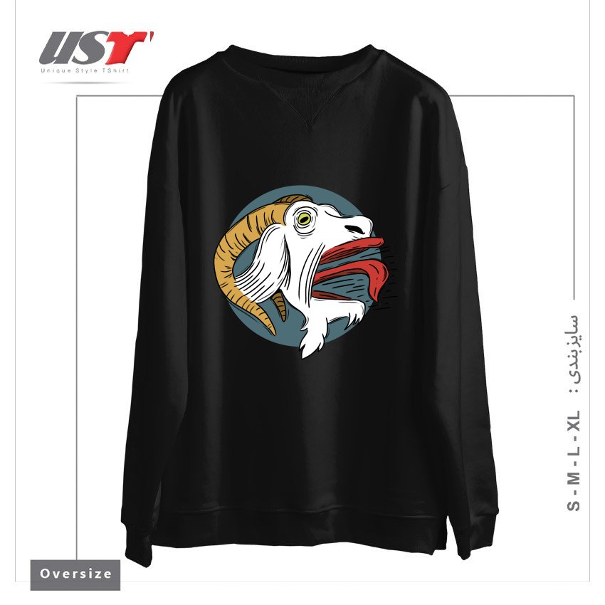 طرح SCREAMING GOAT! سوییشرت اورسایزرنگ مشکی