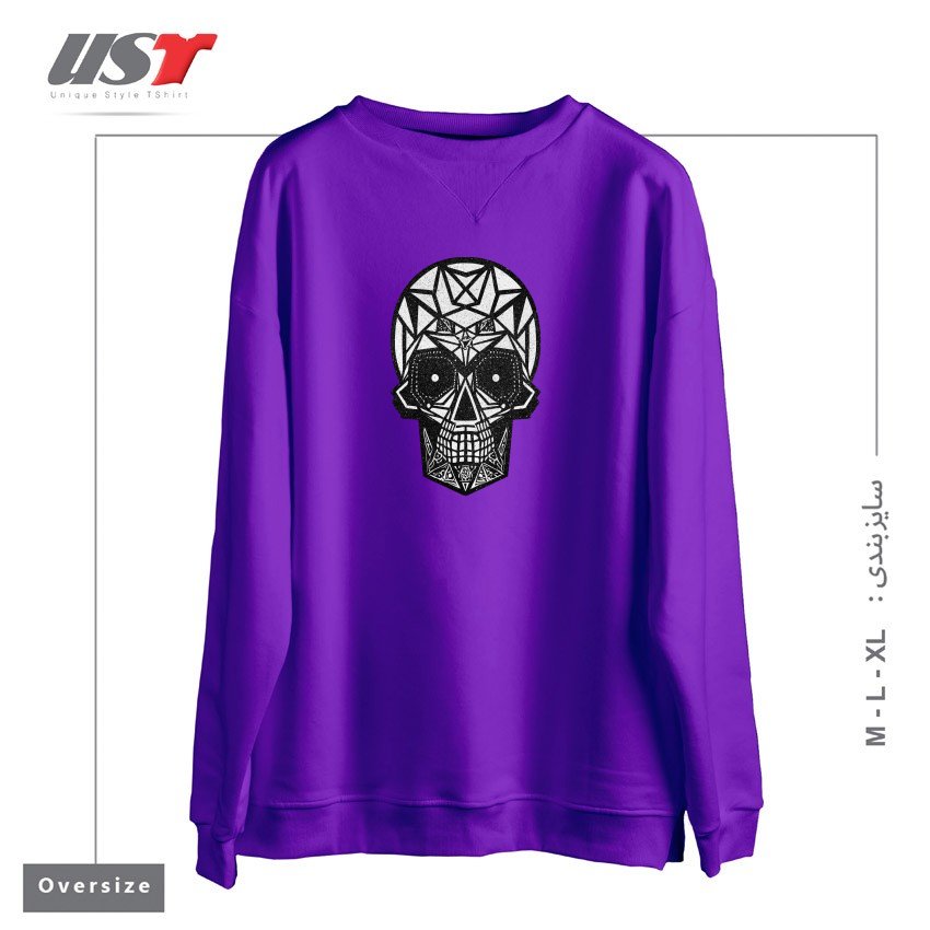 طرح SKULLS AND SKULL سوییشرت اورسایزرنگ بنفش