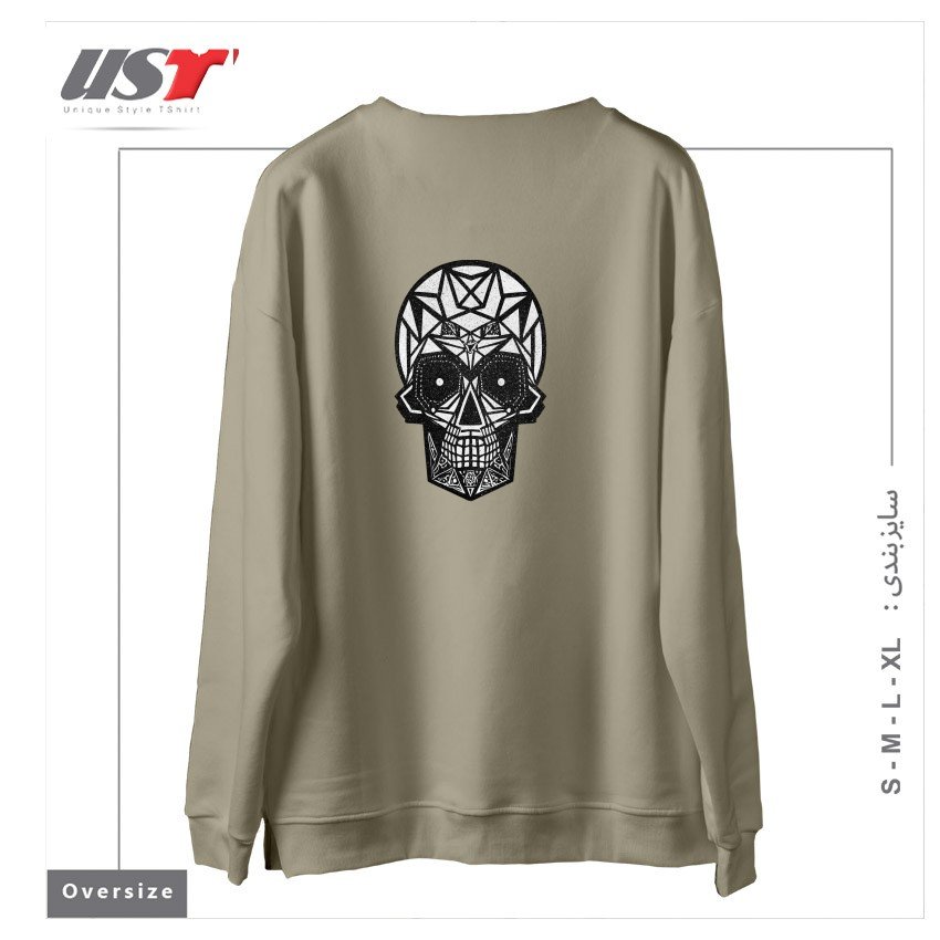 طرح SKULLS AND SKULL سوییشرت اورسایزرنگ نخودی