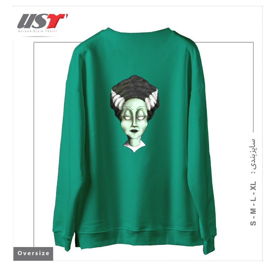 طرح THE BRIDE سوییشرت اورسایزرنگ سبز سدری