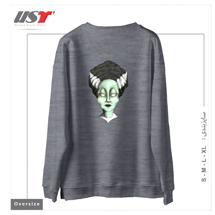 طرح THE BRIDE سوییشرت اورسایزرنگ طوسی ملانژ