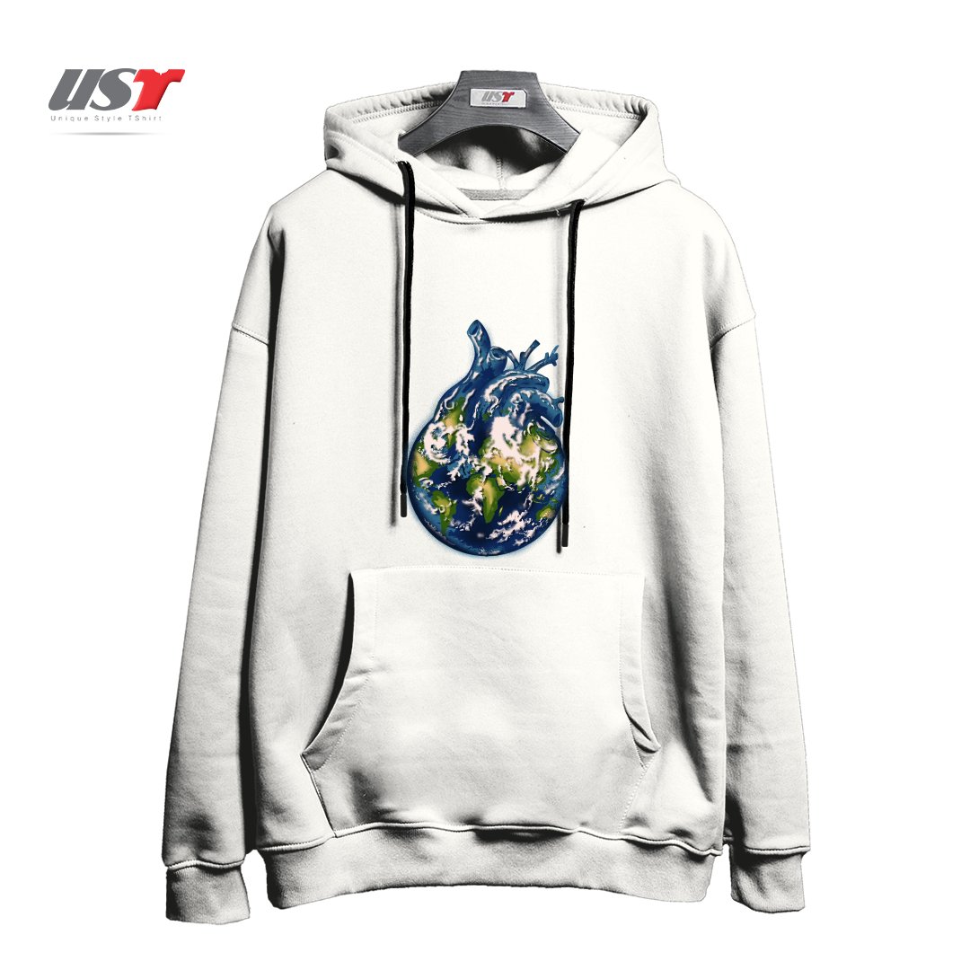 طرح (H)EARTH هودی اورسایزرنگ سفید