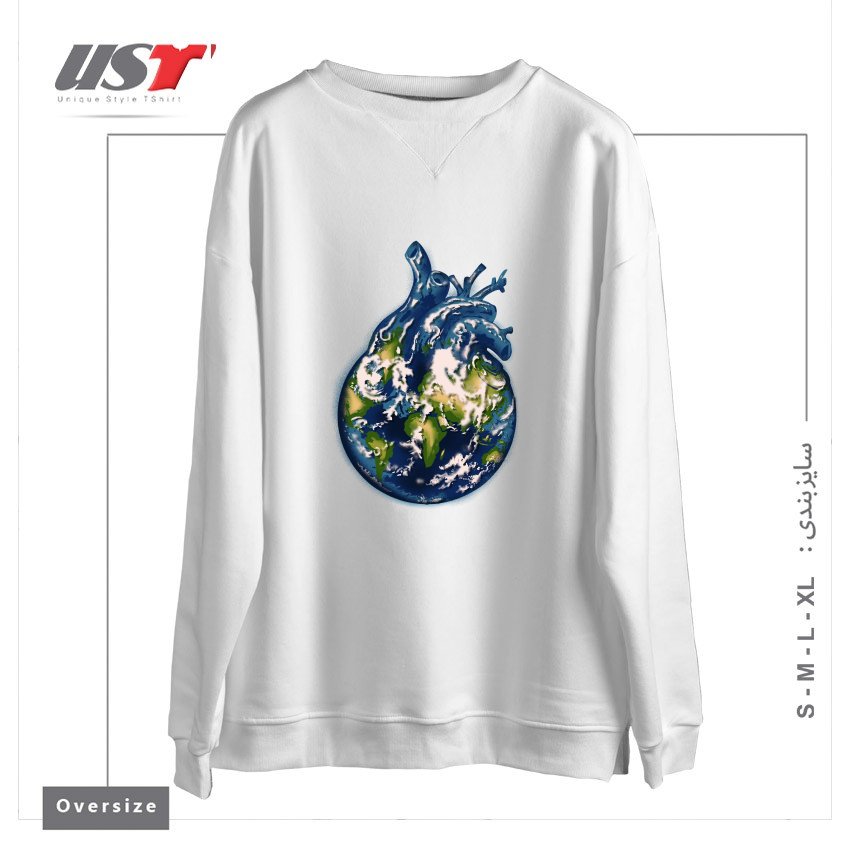 طرح (H)EARTH سوییشرت اورسایزرنگ سفید