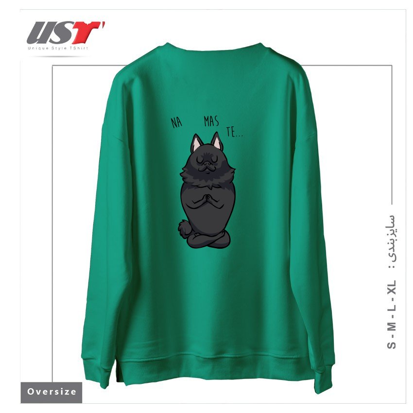 طرح NAMASTE SCHIPPERKE سوییشرت اورسایزرنگ سبز سدری