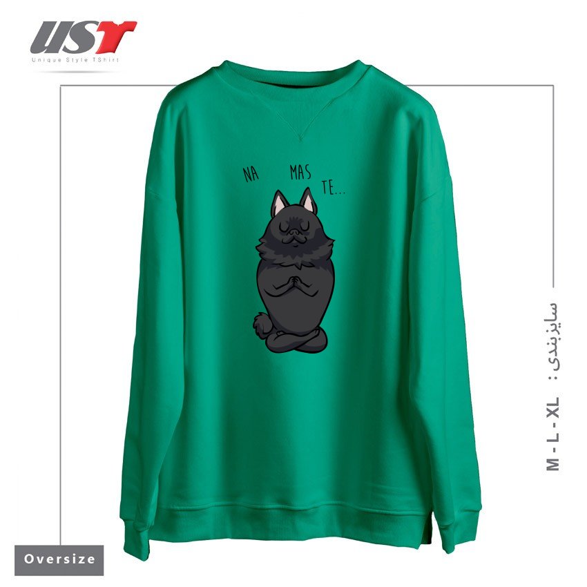 طرح NAMASTE SCHIPPERKE سوییشرت اورسایزرنگ سبز سدری