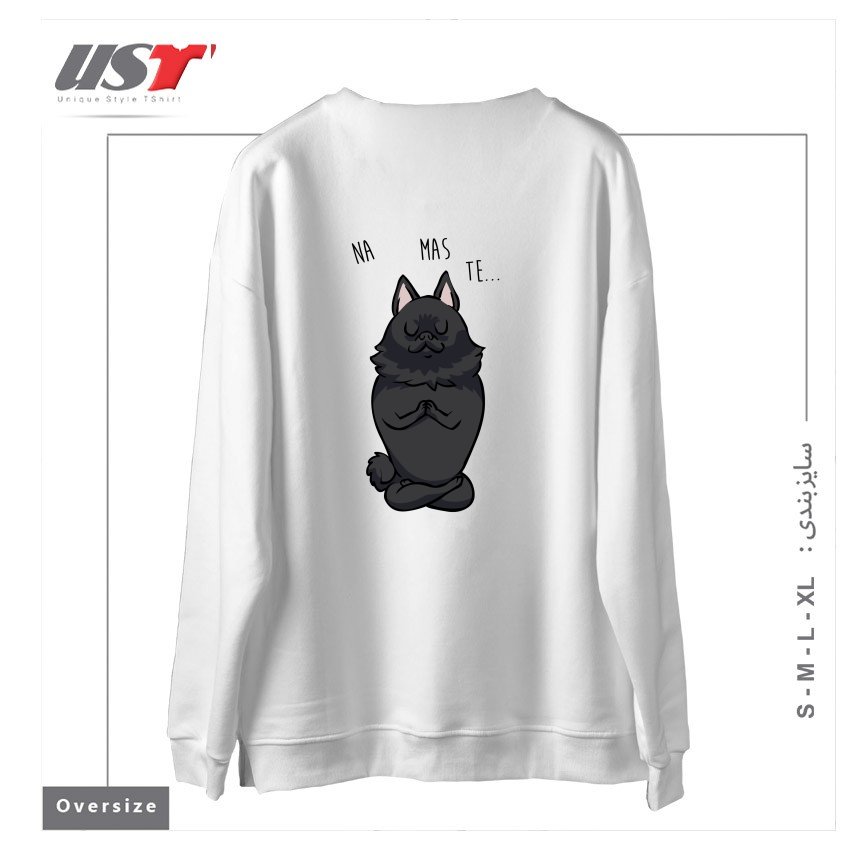 طرح NAMASTE SCHIPPERKE سوییشرت اورسایزرنگ سفید