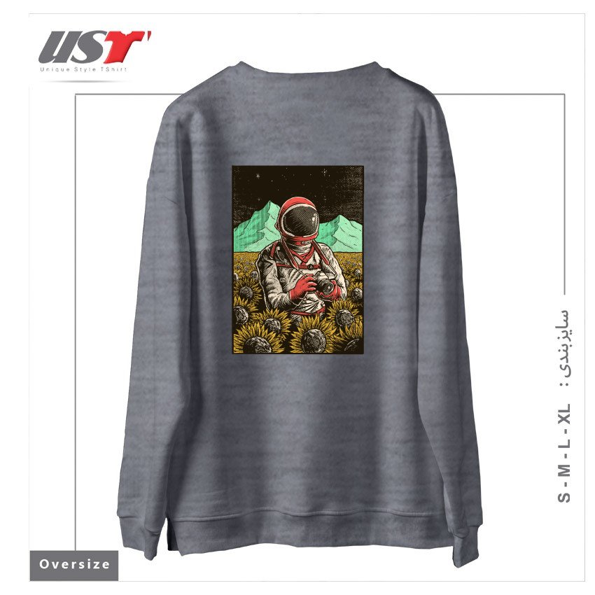 طرح 2323 سوییشرت اورسایزرنگ طوسی ملانژ