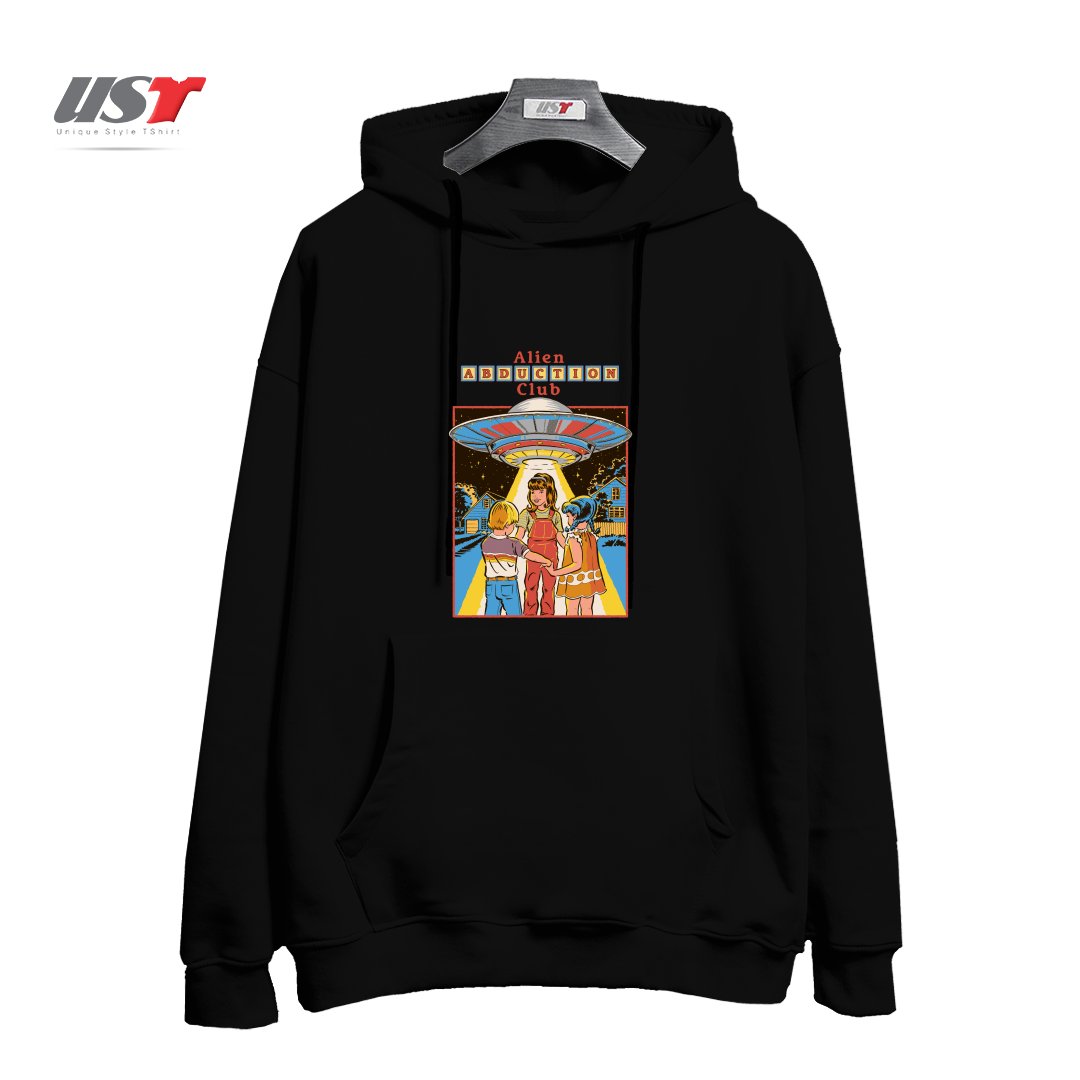 طرح ALIEN ABDUCTION CLUB (BLACK VARIANT) هودی اورسایزرنگ مشکی